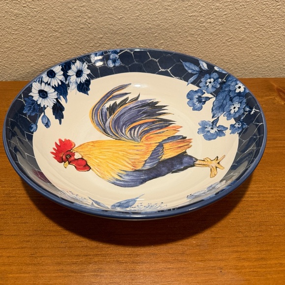 Farmhouse Rooster Bowl, Extra Large Colorful Ceramic Serving Bowl, Rooster Decor - Picture 13 of 15